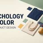 Psychology of colors in print-on-demand product design featuring colorful T-shirts, mugs, and a tote bag.